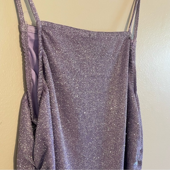 Divided Lilac Shimmering Ruched Party Dress - Picture 11 of 13